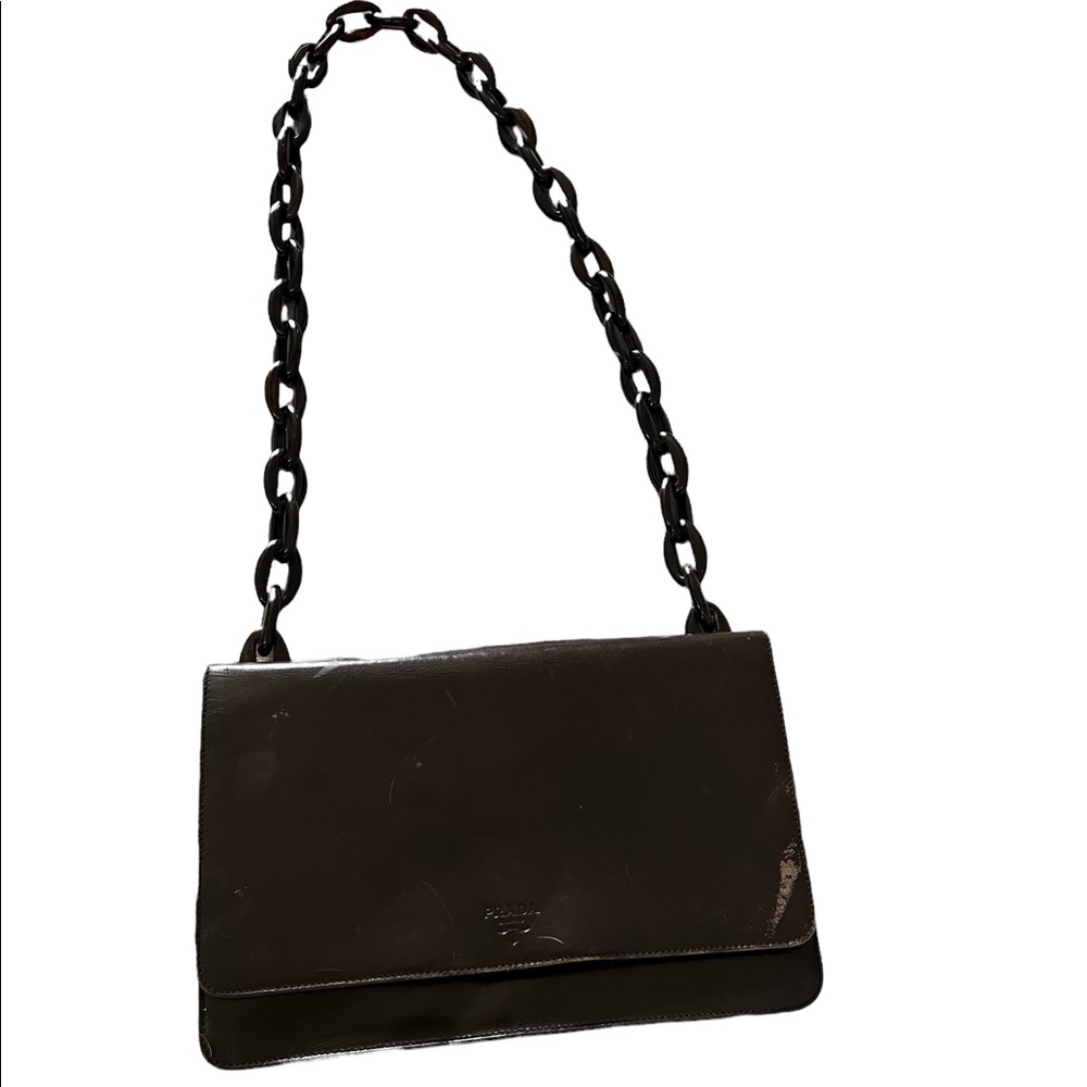 PRADA Leather Plastic Chain Shoulder Bag